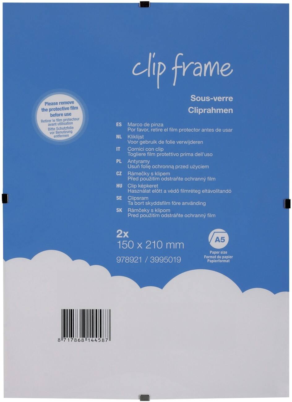Niceday Clip-Bilderrahmen Clip Frame DIN A5 Transparent 2 Stück