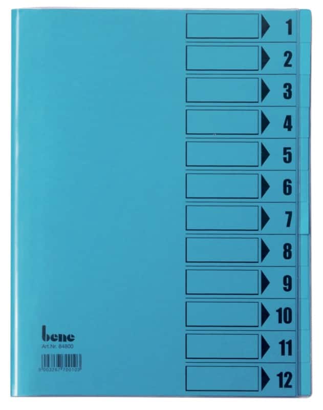 Bene Ordnungsmappe A4 Blau Hartpappe (RC) 12-teilig 25,6 x 34 cm