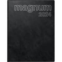 BRUNNEN Buchkalender Magnum 2024 1 Woche/2 Seiten Papier, Schaumfolie Schwarz