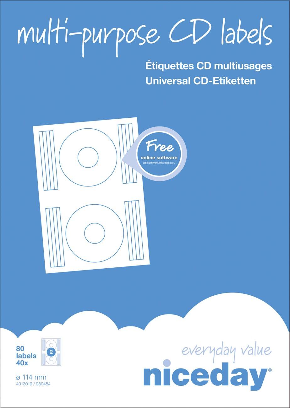Viking CD Universaletiketten 4013019 Selbsthaftend Weiß 114 x 70 mm 40 Blatt à 2 Etiketten