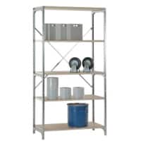 Manuflex Regalsystem 5 Fachböden Holz, Stahl 1.030 x 600 x 2.000 mm Braun, Silber