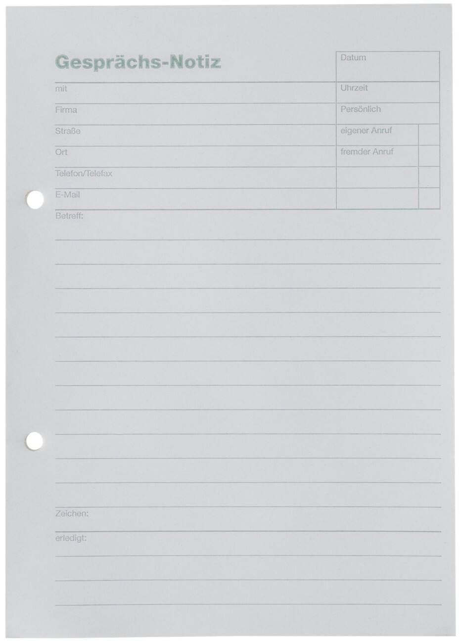 Niceday Gesprächsnotizblock Recycling Weiß DIN A5 70 g/m² Liniert 50 Blatt 50 Blatt