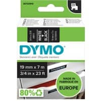 Dymo D1 S0720910 / 45811 Authentic Schriftband Selbstklebend Weißer Druck auf Schwarz 19 mm x 7m