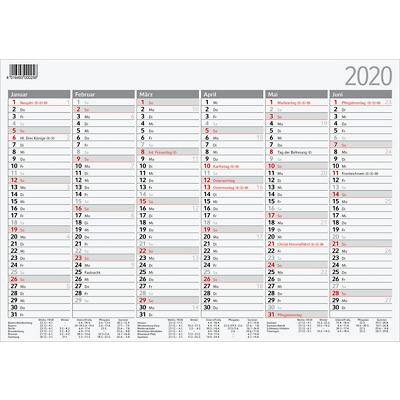 Markenlos Tafelkalender 42000 A4 2020 6 Monate/1 Seite Quer Karton Weiß Deutsch 29,7 x 21 cm