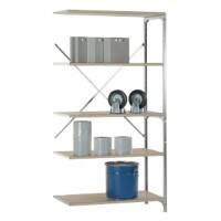 Manuflex Regalsystem 5 Fachböden Holz, Stahl 1.000 x 600 x 2.000 mm Braun, Silber