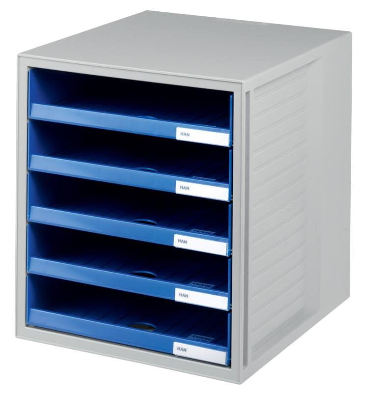HAN Schubladen Kunststoff Blau, Hellgrau 5 Schübe 27,5 x 33 x 32 cm A4