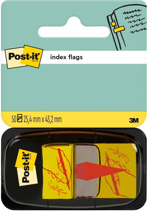 Post-it Index Haftmarker &#034;Sign Here&#034; 25,4 x 43,2 mm Gelb 50 Streifen