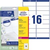 AVERY Zweckform UltraGrip Adressetiketten L7162-40 Ja DIN A4 Weiß 99,1 x 33,9 mm 16 Blatt à 40 Etiketten