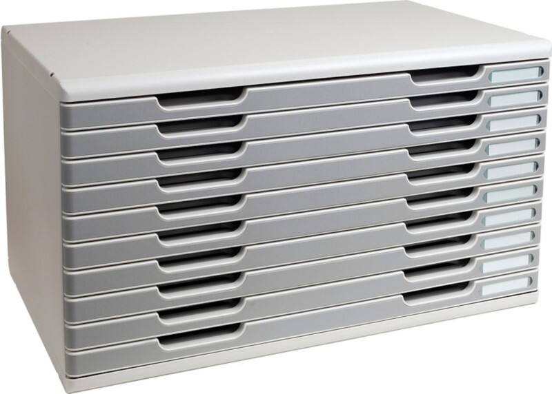 Exacompta Ablagesysteme Polystyrol Grau, Hellgrau 10 Schübe 57,6 x 35 x 32 cm A3+