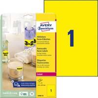 AVERY Zweckform L6006-25 Etiketten A4 Neongelb 210 x 297 mm 25 Blatt à 1 Etiketten