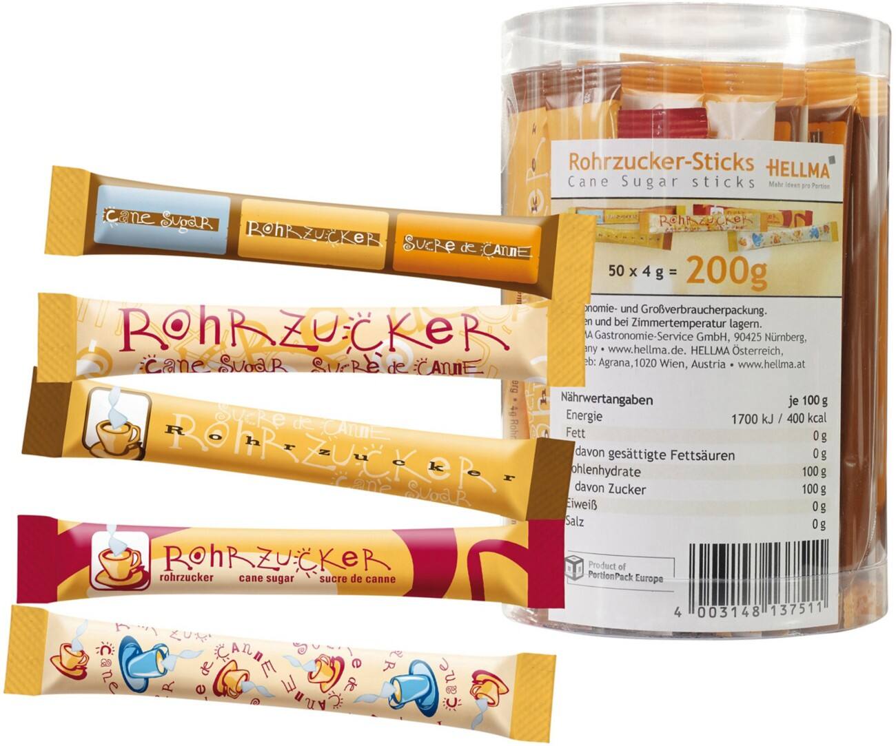 Hellma Rohrzuckersticks 60000091 50 Stück à 4 g