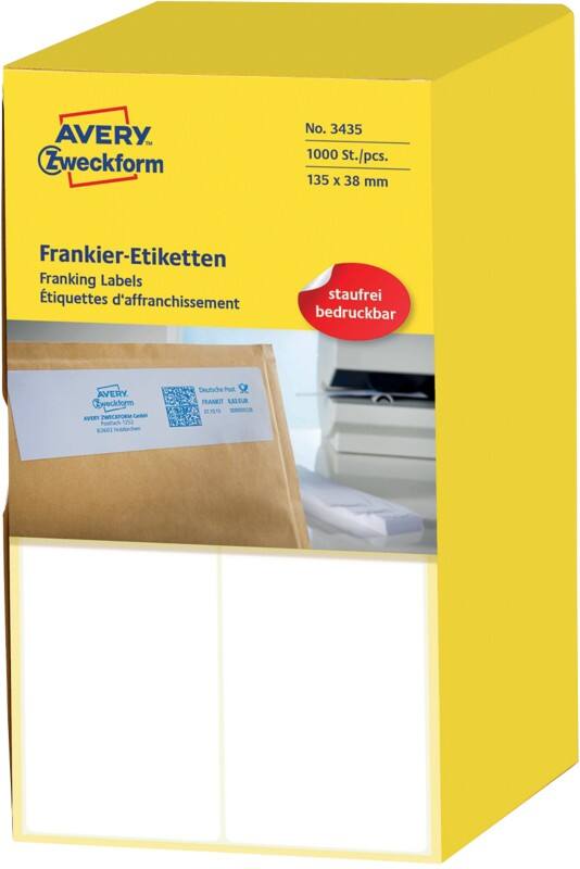 AVERY Zweckform Frankieretiketten 3435 Weiß 38 x 135 mm 500 Blatt à 2 Etiketten