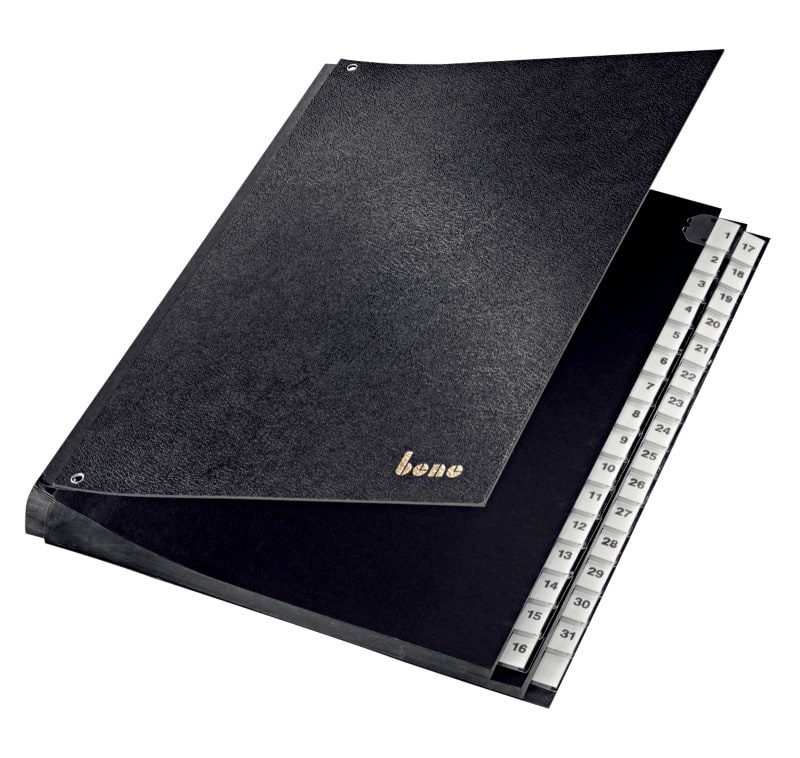 Bene Pultordner 75400 A4 Schwarz Hartpappe 1 - 31 27,2 x 35,5 cm
