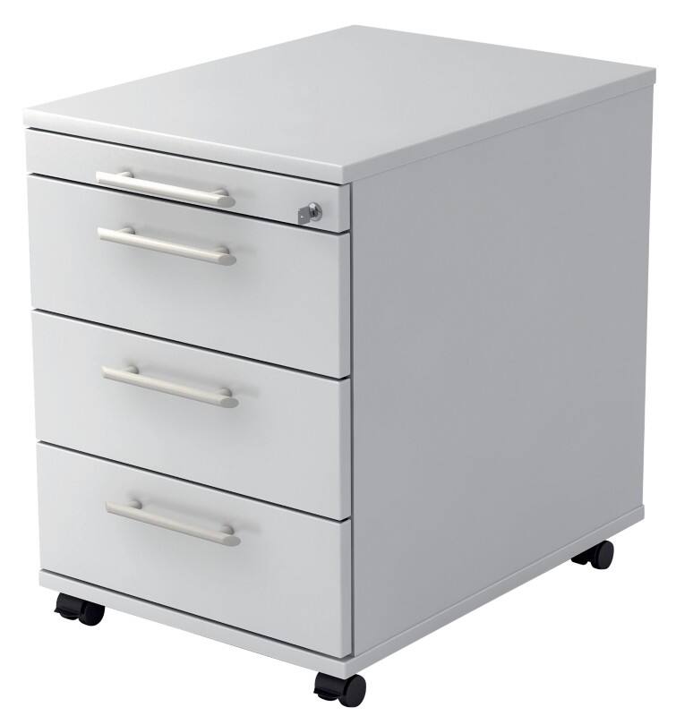 Hammerbacher Rollcontainer 3 Regale Stollenwand Weiß 42,8 x 58 x 59 cm