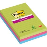 Post-it Haftnotizen 101 x 152 mm Färbig sortiert Rechteckig Liniert 3 Stück à 90 Blatt