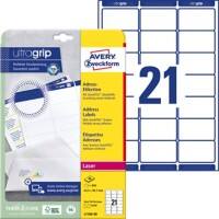 AVERY Zweckform Ultragrip Universaletiketten L7160-40 Ja DIN A4 Weiß 63,5 x 38,1 mm 40 Blatt à 21 Etiketten