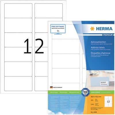 HERMA Adressetiketten 4666 Weiß A4 88,9 x 46,6 mm 100 Blatt à 12 Etiketten