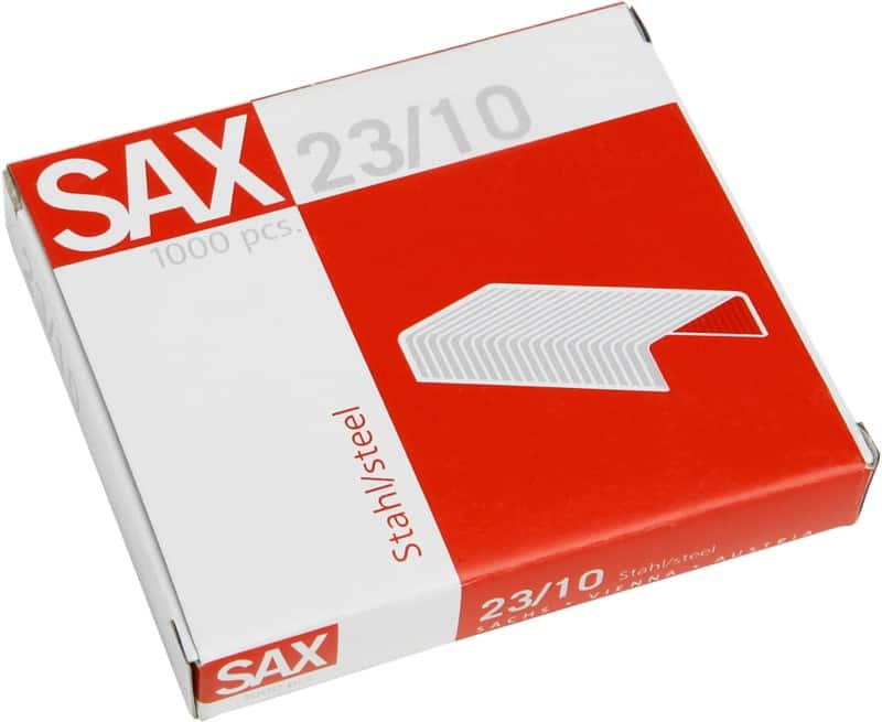 SAX Heftklammern 23/10 1-201-03 Stahl Silber 1000 Heftklammern