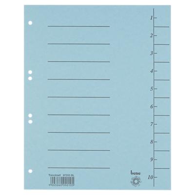 Bene 1 bis 10 Trennblätter DIN A4 Blau 10-teilig Pappkarton 6 Löcher 97300BL 100 Stück