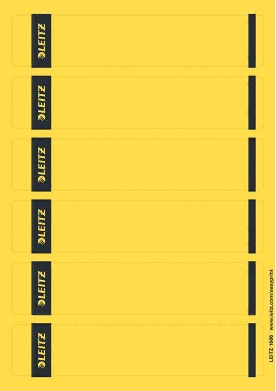 Leitz PC-beschriftbare Selbstklebende Rückenschilder 1686 Für Leitz 1050 Qualitäts-Ordner Gelb 39 x 192 mm 150 Stück