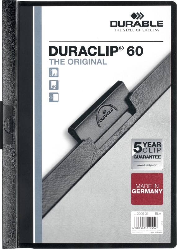 DURABLE Duraclip Klemmmappe 60 Blatt A4 Schwarz