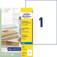 AVERY Zweckform Abziehhilfe QuickPEEL Versandetiketten J8567-25 Selbsthaftend A4 Transparent 210 x 297 mm 25 Blatt à 1 Etiketten