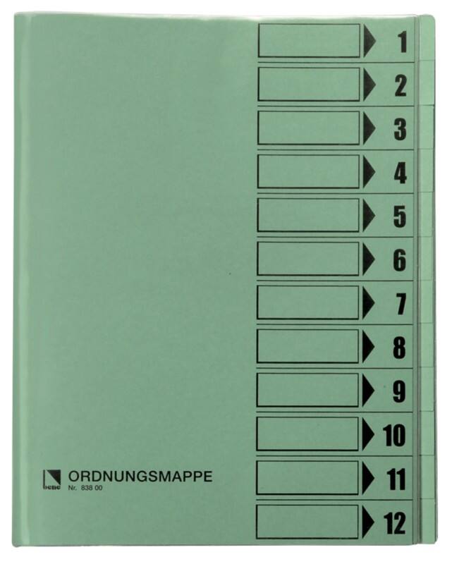 Bene Ordnungsmappe Trend DIN A4 12-teilig 24,4 x 31 cm Grün Hartpappe 