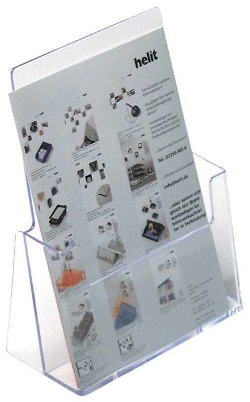 helit the helpdesk Prospektständer A4 23,5 (B) x 8,5 (T) x 25 (H) cm Transparent 2 Stück