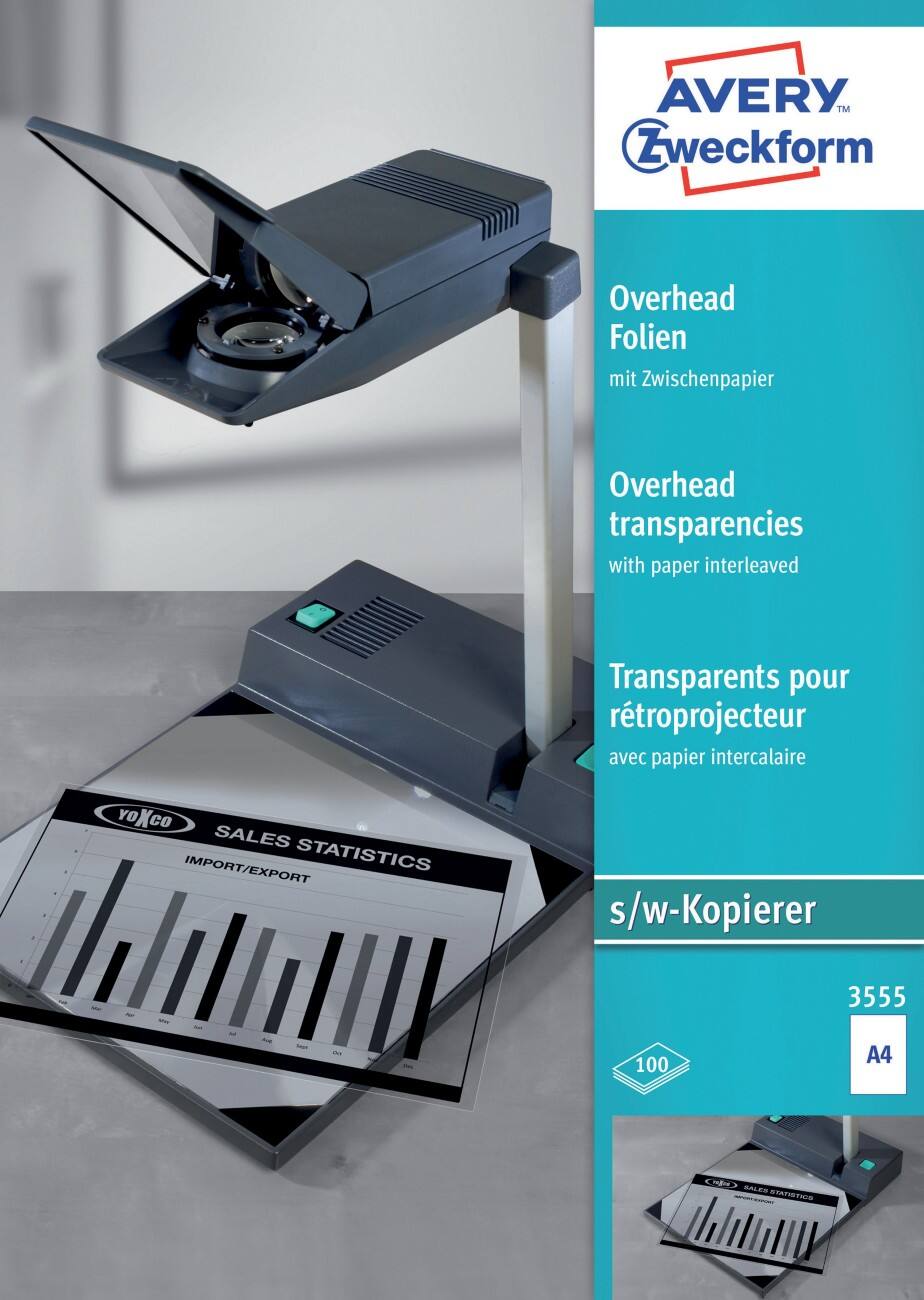 Avery Zweckform Kopierfolien / 3555, A4, klar, Inh. 100 Stück