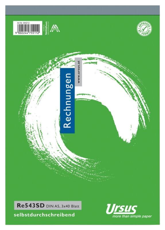 Ursus Style Rechnungsbuch RE543SD A5 3x40 Blatt selbstdurchschreibend