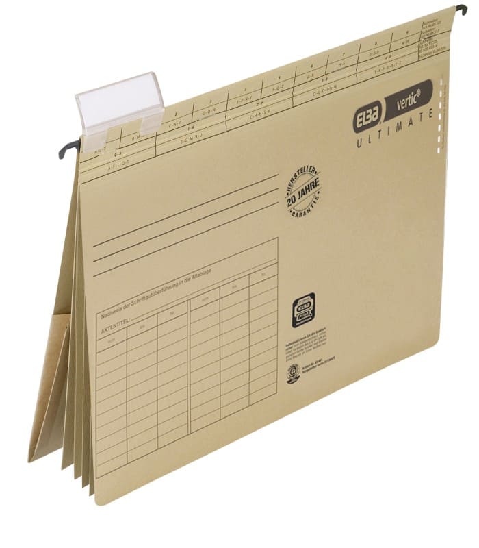 ELBA vertic ULTIMATE Hängemappen A4 V-Boden Braun Blauer Engel UZ56 (Recyclingkarton Schreibwaren) 25 Stück