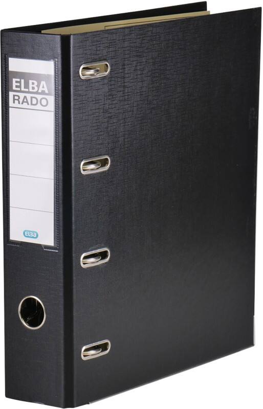 ELBA Rado Plast Breit Doppelordner A5 75 mm Schwarz 4 Ringe 100551851 Pappkarton, PP (Polypropylen) Querformat