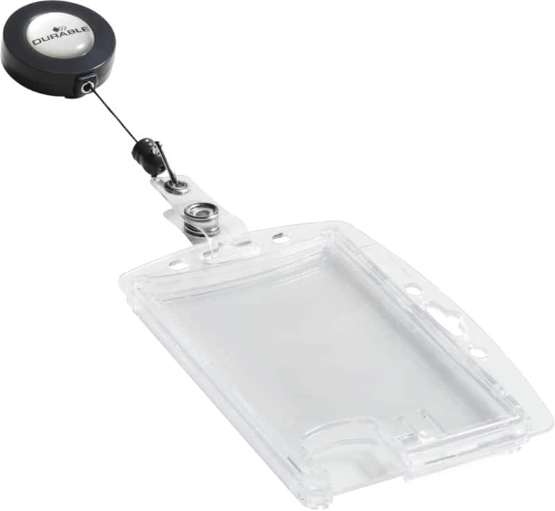 DURABLE Hartbox Ausweishalter Aufrollmechanismus und Druckknopfschlaufe 9 x 5,4 cm PS (Polystyrol) 10 Stück