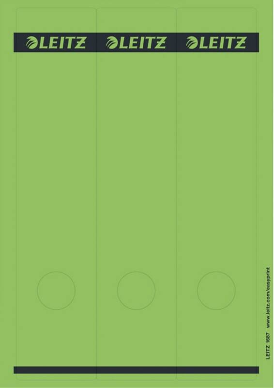 Leitz PC-beschriftbare Selbstklebende Rückenschilder 1687 Lang Für Leitz 1080 Qualitäts-Ordner Grün 62 x 285 mm 75 Stück