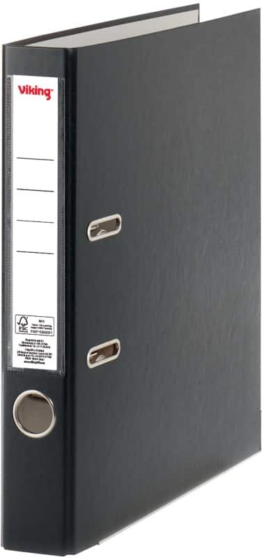 Viking Ordner A4 50 mm Schwarz 2 Ringe Pappkarton, PP (Polypropylen) Matt Hochformat
