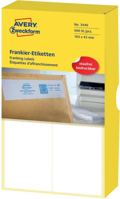 AVERY Zweckform Frankieretiketten 3440 Weiß 163 x 43 mm 250 Blatt à 2 Etiketten