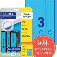 AVERY Zweckform ultragrip Ordneretiketten L4753-20 Selbsthaftend A4 Blau 6,1 x 29,7 cm 20 Blatt à 3 Etiketten