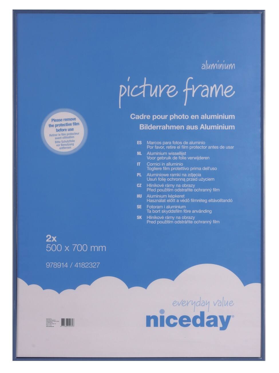 Niceday Bilderrahmen 50 x 70 cm Blau 700 x 500 mm 2 Stück