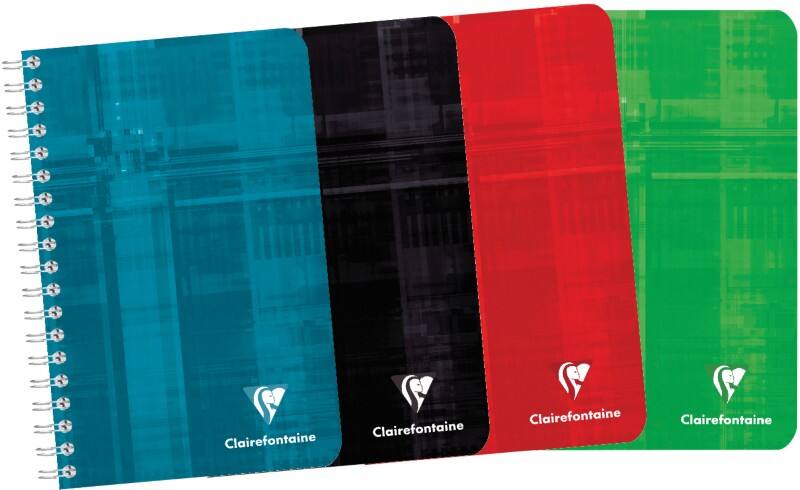 Clairefontaine Notizbuch Spezial Kariert Spiralbindung Pappe Färbig sortiert Nicht gelocht  180 Seiten 90 Blatt