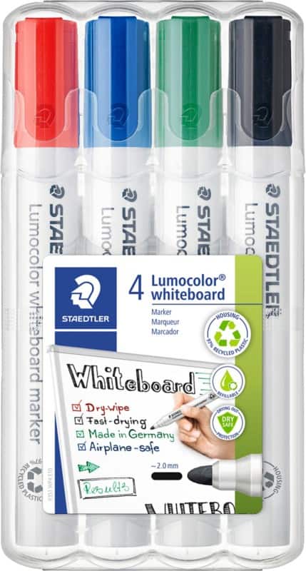 STAEDTLER Whiteboard Marker Lumocolor 351 Rundspitze Färbig sortiert 4 Stück