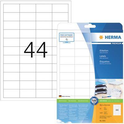 HERMA Universaletiketten 5051 Weiß DIN A4 48,3 x 25,4 mm 25 Blatt à 44 Etiketten
