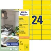 AVERY Zweckform Etiketten 3451 Selbsthaftend A4 Gelb 70 x 37 mm 100 Blatt à 24 Etiketten