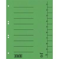 Bene Trend 1 bis 10 Trennblätter DIN A4 Grün 10-teilig Pappkarton 6 Löcher 50 Stück
