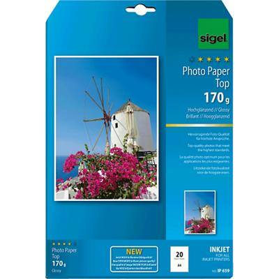 Sigel Fotopapier IP659 DIN A4 170 g/m² Weiß 21 x 29,7 cm 20 Blatt