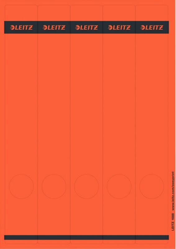 Leitz PC-beschriftbare Selbstklebende Rückenschilder 1688 Lang Für Leitz 1050 Qualitäts-Ordner Rot 39 x 285 mm 125 Stück