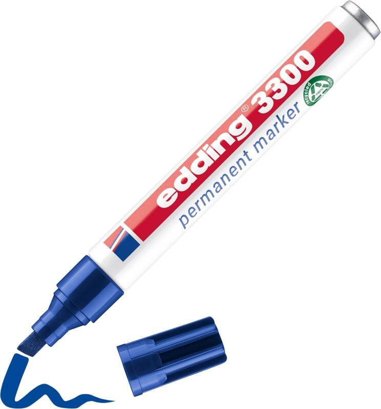edding 3300 Permanentmarker 100% Recycelt Breit Keilspitze 1 - 5 mm Blau Nachfüllbar Wasserbeständig