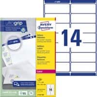 AVERY Zweckform UltraGrip Adressetiketten L7163-100 Ja DIN A4 Weiß 99,1 x 38,1 mm 100 Blatt à 14 Etiketten