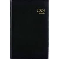 Brepols Buchkalender Saturnus Lima 21 x 13,5 cm 2024 2 Tage/1 Seite Papier Schwarz Deutsch, Englisch, Französisch, Niederländisch