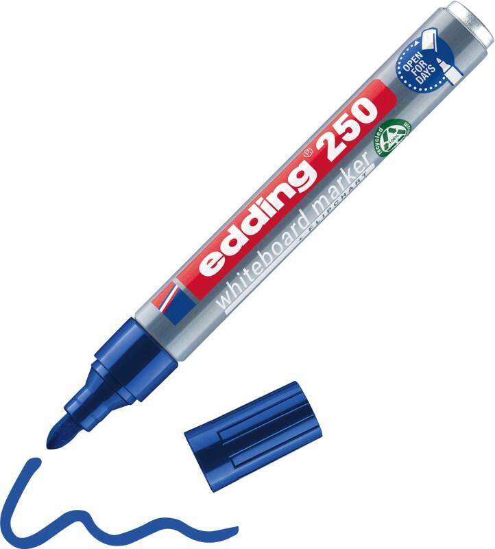 edding 250 Non-permanent Whiteboard-Marker Blau Mittel Rundspitze 1,5 - 3 mm 100% Recycelt