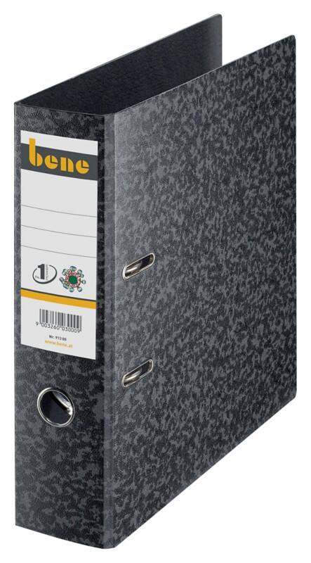 Bene No.1 Power Breit Ordner A4 80 mm Schwarz 2 Ringe 91300 Pappkarton Wolkenmarmor Hochformat Recycled